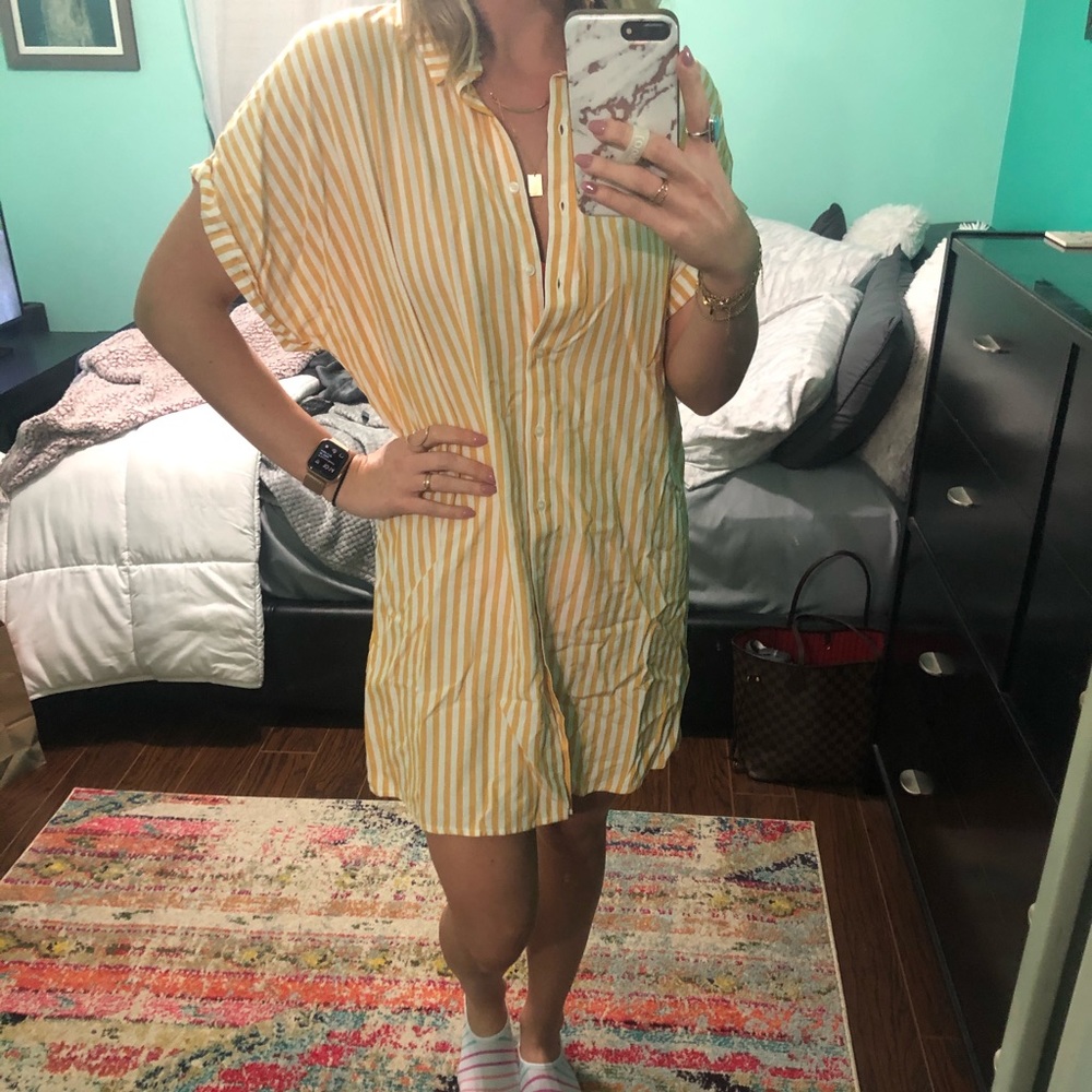 Mid length button front mini dress